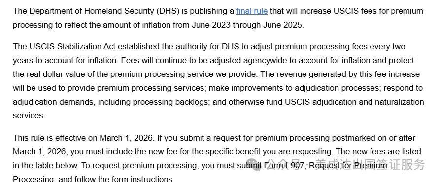  美国移民加急处理服务费正式上调！